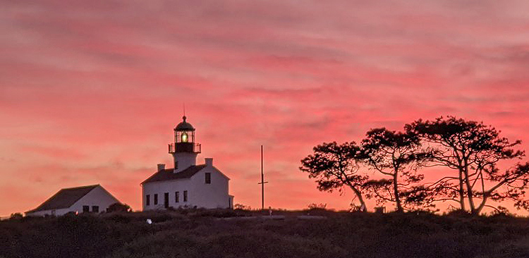 The park includes the Old Point Loma Lighthouse, first illuminated in 1855.